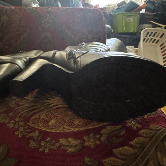 Xelement Black Triple leather Buckle Block Heel Zip Moto Boots Sz 7.5 Lu8001 - Picture 6 of 9